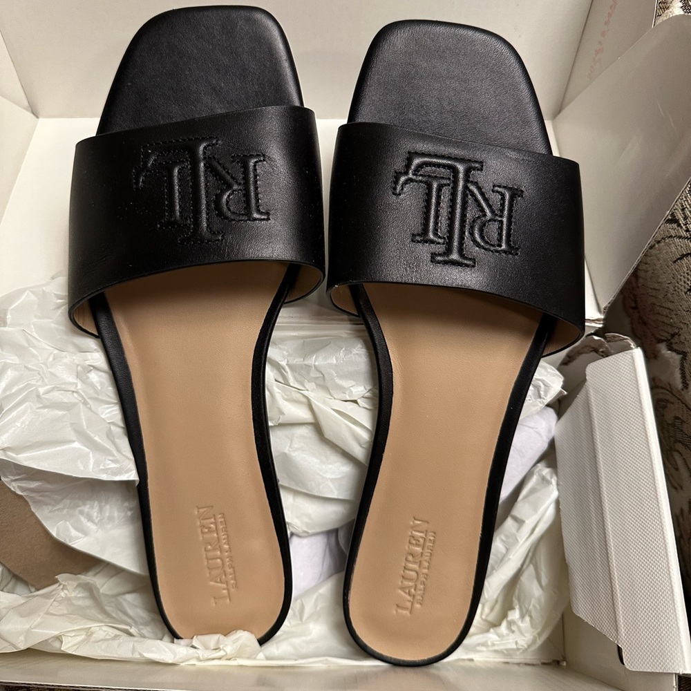 Ralph Lauren Black Slide Sandals
